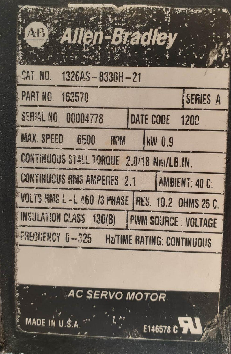 Allen-Bradley 1326AS-B330H-21 S/N 163570